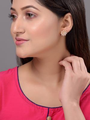 gold plated sparkling star stud earrings - 17997911 - Standard Image - 3