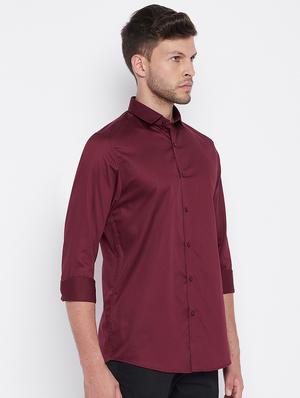 maroon solid casual shirt - 17997928 - Standard Image - 2
