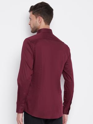 maroon solid casual shirt - 17997928 - Standard Image - 3