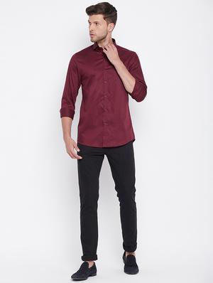 maroon solid casual shirt - 17997928 - Standard Image - 4
