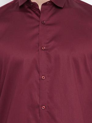maroon solid casual shirt - 17997928 - Standard Image - 5