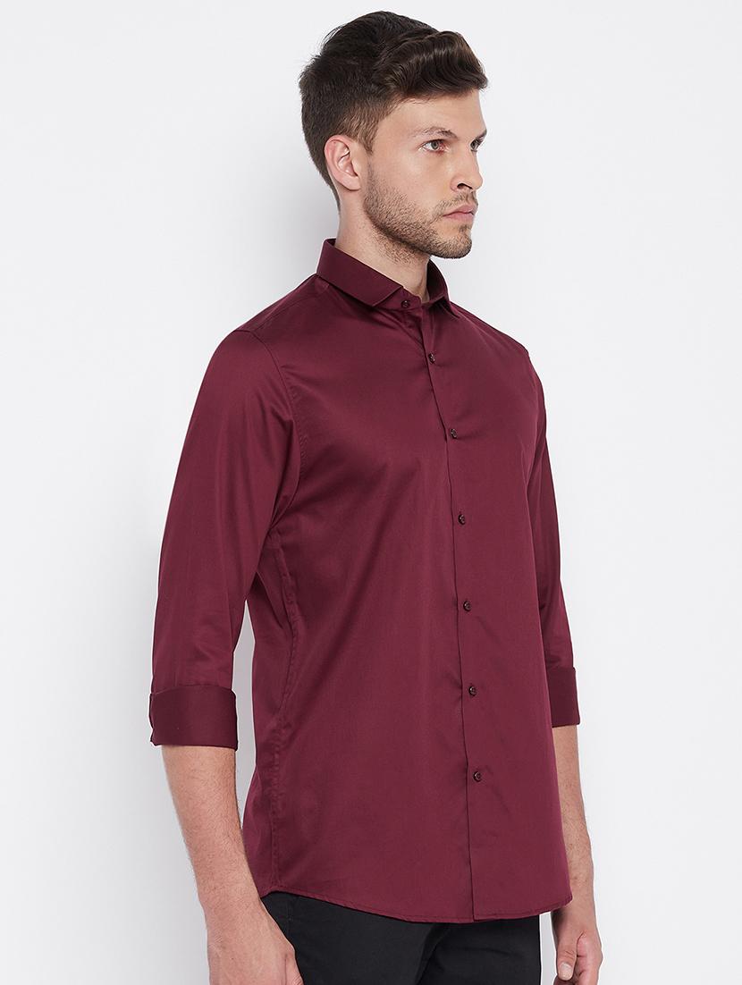 maroon solid casual shirt - 17997928 - Zoom Image - 2