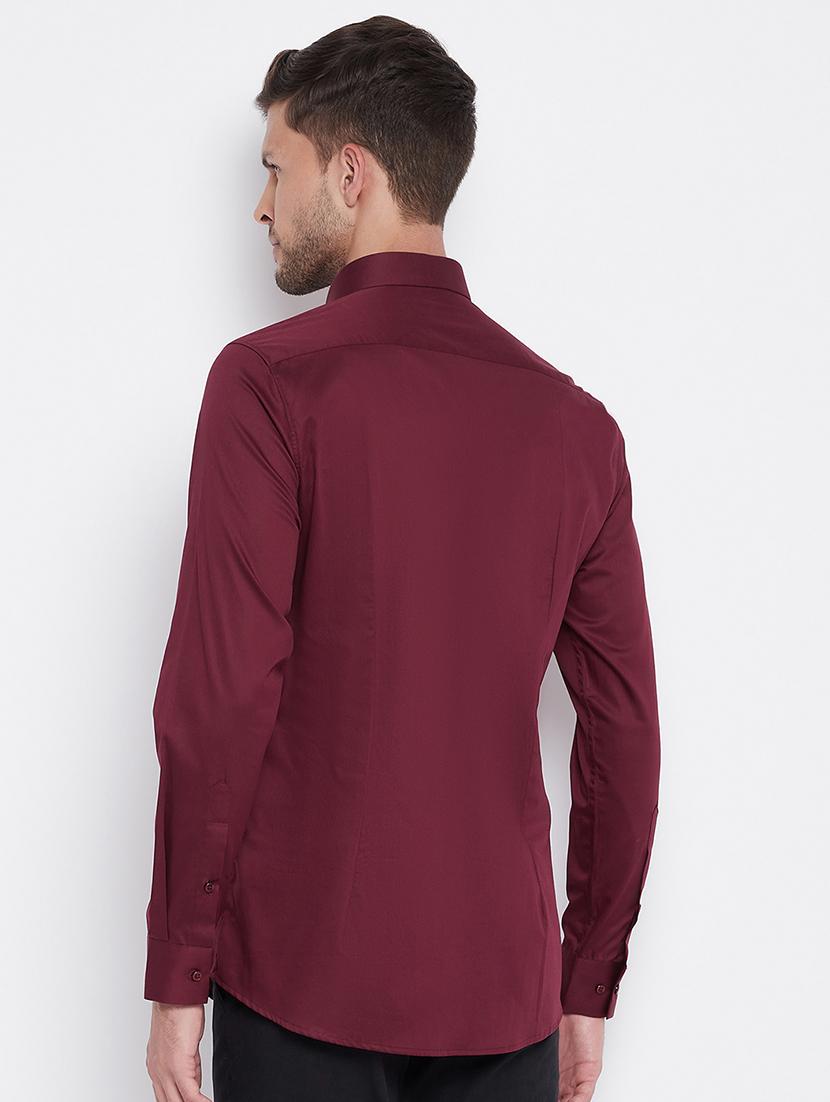 maroon solid casual shirt - 17997928 - Zoom Image - 3