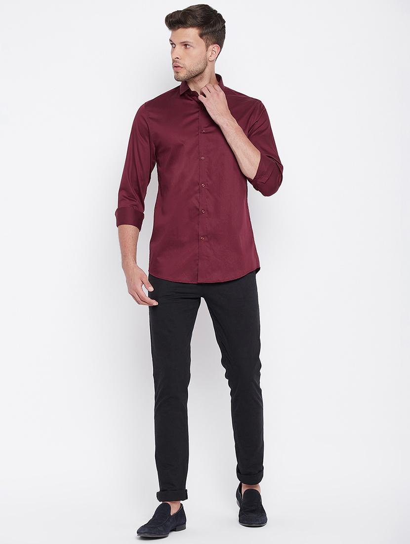 maroon solid casual shirt - 17997928 - Zoom Image - 4