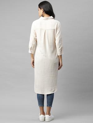 striped high-low kurta with face mask - 17998013 - Standard Image - 4