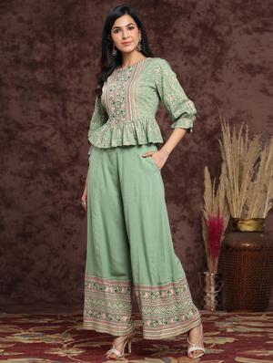 ethnic motifs top pants set - 17998069 - Standard Image - 2