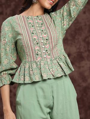 ethnic motifs top pants set - 17998069 - Standard Image - 4