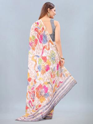 floral print woven saree with blouse - 17998288 - Standard Image - 2