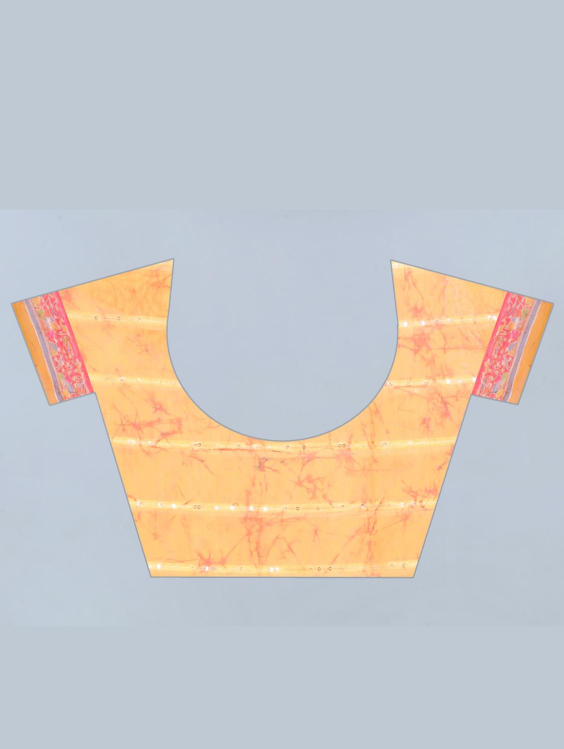 floral print woven saree with blouse - 17998291 - Zoom Image - 4