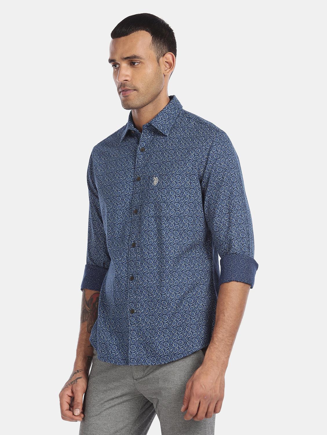 blue printed casual shirt - 17999431 - Zoom Image - 1