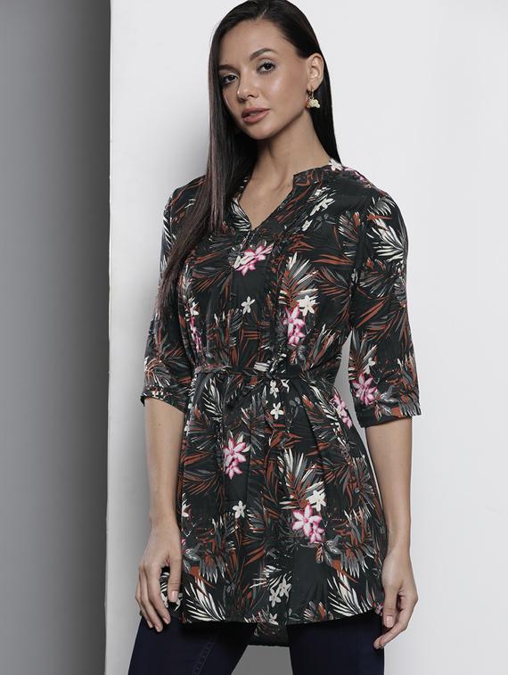 mandarin neck tropical tunic - 17999589 - Zoom Image - 1