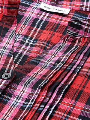 mandarin neck checkered tunic - 18000058 - Standard Image - 5