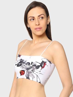 white printed bralette bra - 18000282 - Standard Image - 2