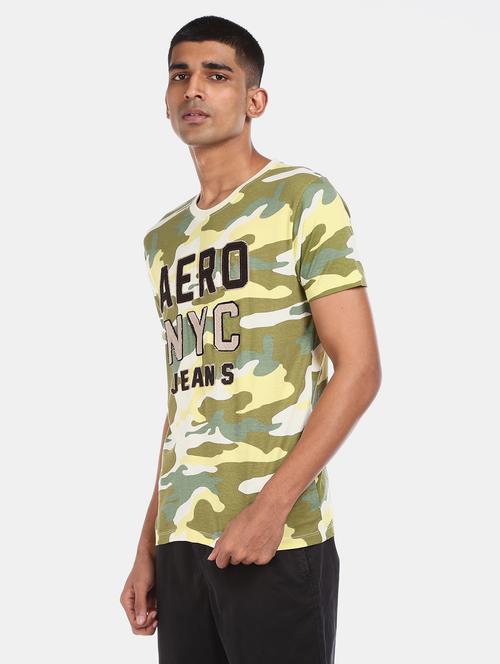olive green printed t-shirt - 18001028 - Standard Image - 1