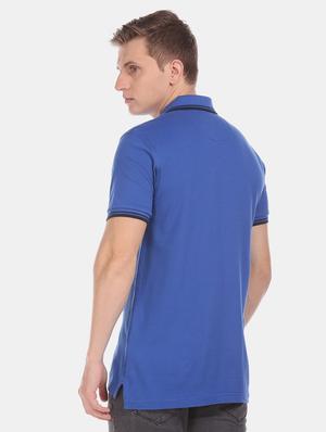 blue solid polo t-shirt - 18001532 - Standard Image - 3