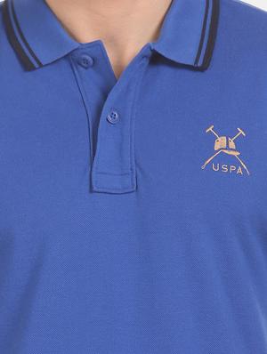 blue solid polo t-shirt - 18001532 - Standard Image - 5