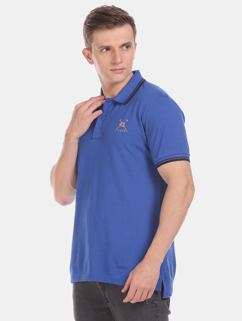blue solid polo t-shirt - 18001532 - Zoom Image - 2