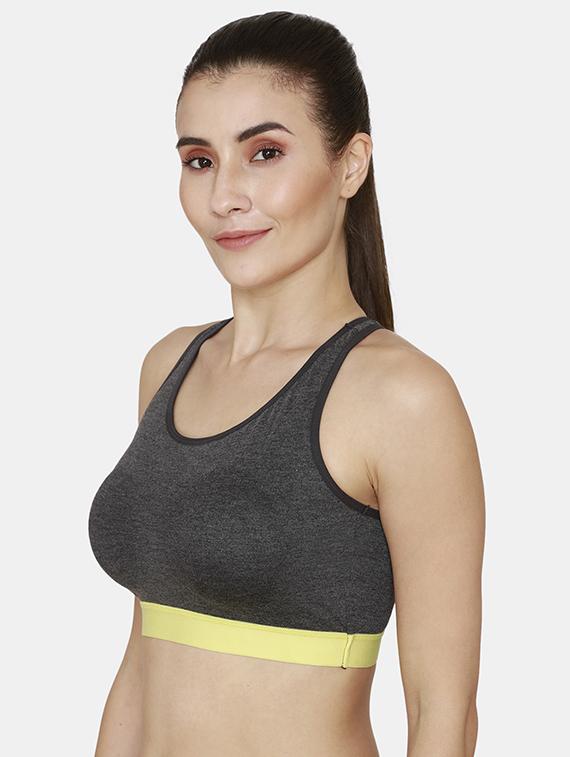 racer back solid sports bra - 18002723 - Zoom Image - 2