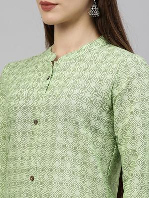 printed straight kurta - 18002825 - Standard Image - 4