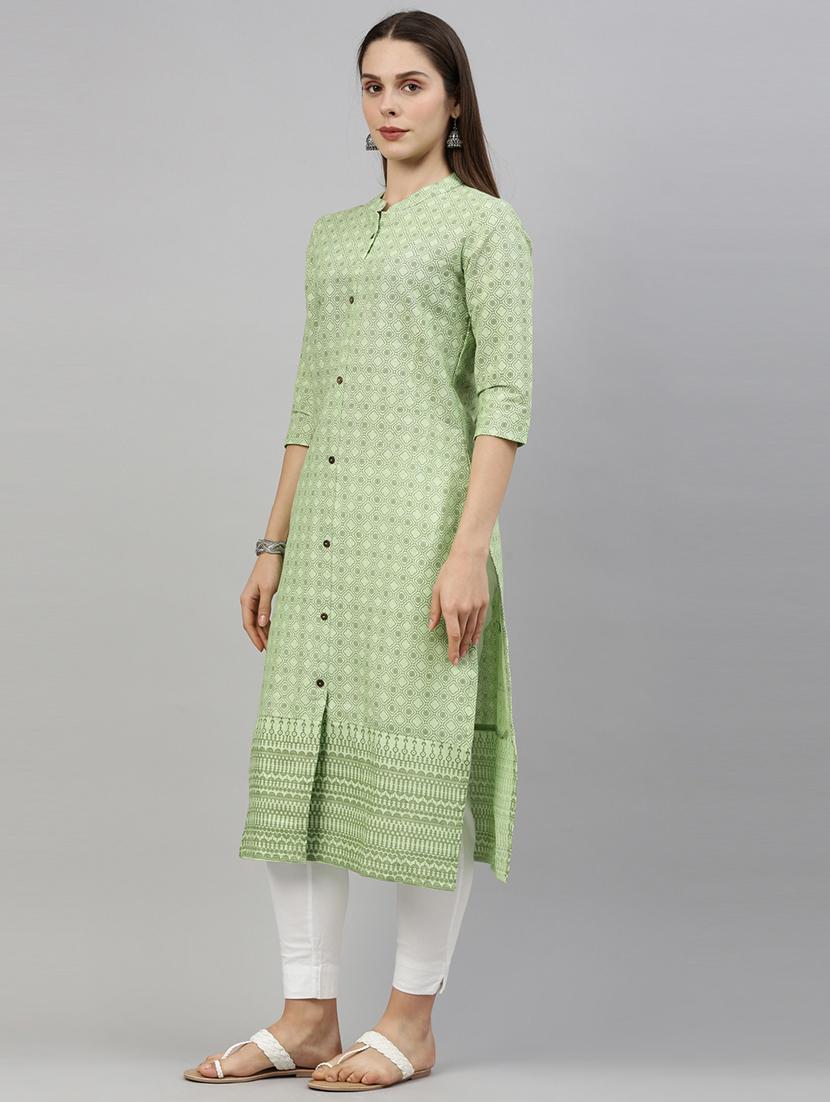 printed straight kurta - 18002825 - Zoom Image - 2