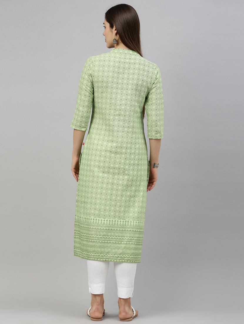 printed straight kurta - 18002825 - Zoom Image - 3