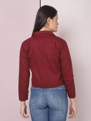 maroon solid summer jacket - 18003515 - Standard Image - 3