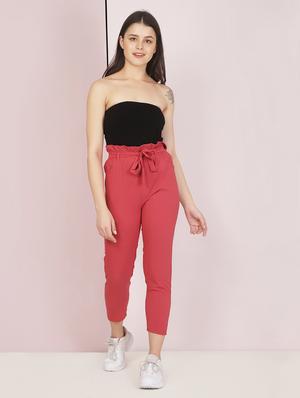 tie front solid trouser - 18003548 - Standard Image - 3