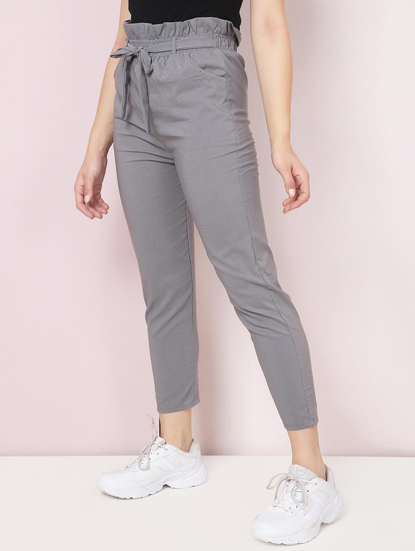 high rise tie front solid trouser - 18003549 - Zoom Image - 2