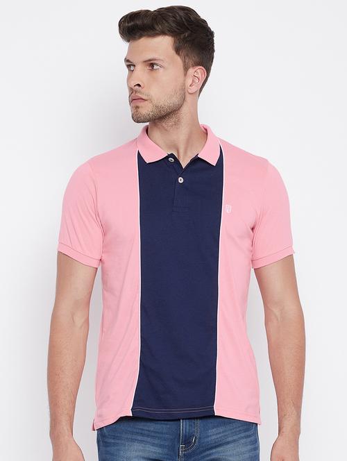 pink color block polo t-shirt - 18003599 - Very Small Image - 1