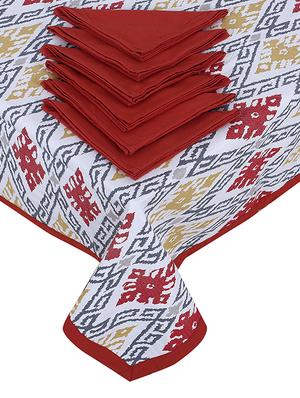 texstylers 200 tc pure cotton canvas jaipuri block printed 6 seater table cloth cover with 6 napkins - 18003778 - Standard Image - 2