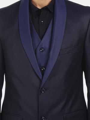 navy blue solid 3-piece s suit - 18003983 - Standard Image - 4