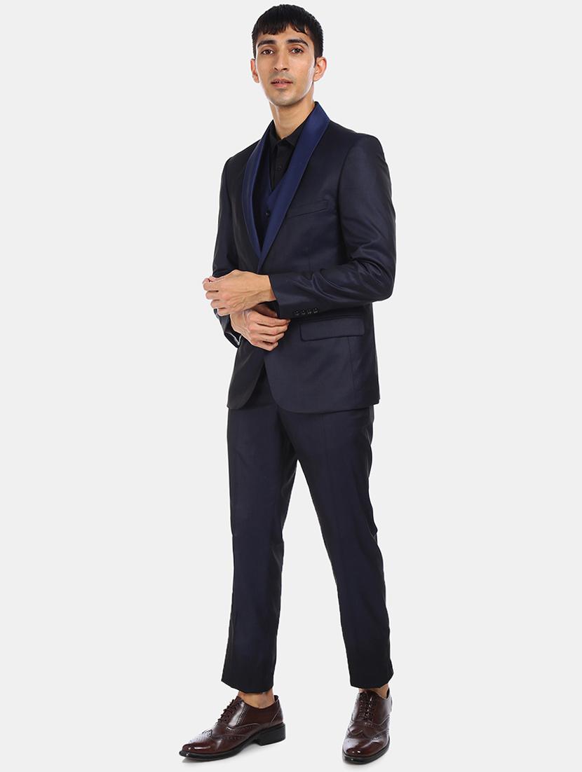 navy blue solid 3-piece s suit - 18003983 - Zoom Image - 2