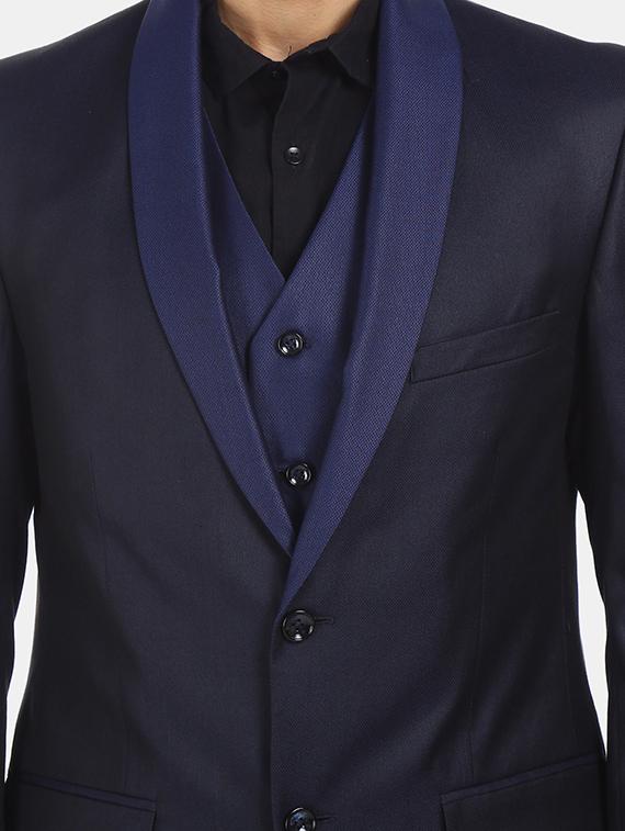 navy blue solid 3-piece s suit - 18003983 - Zoom Image - 4