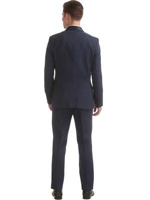 navy blue self design 3-piece suit - 18004144 - Standard Image - 3