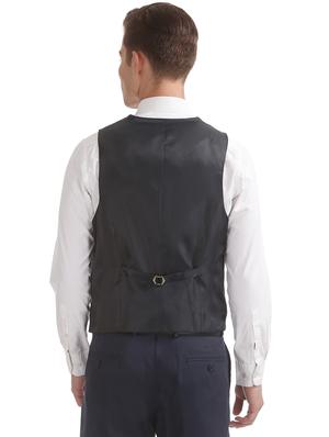 navy blue self design 3-piece suit - 18004144 - Standard Image - 5