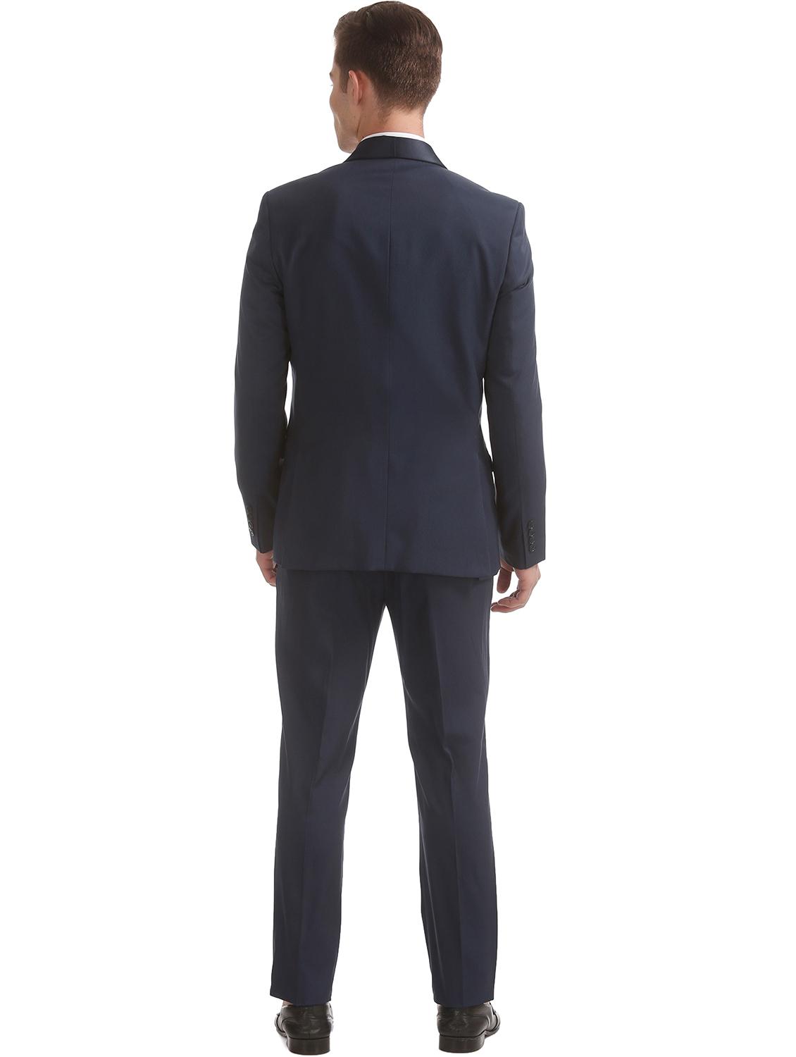 navy blue self design 3-piece suit - 18004144 - Zoom Image - 3