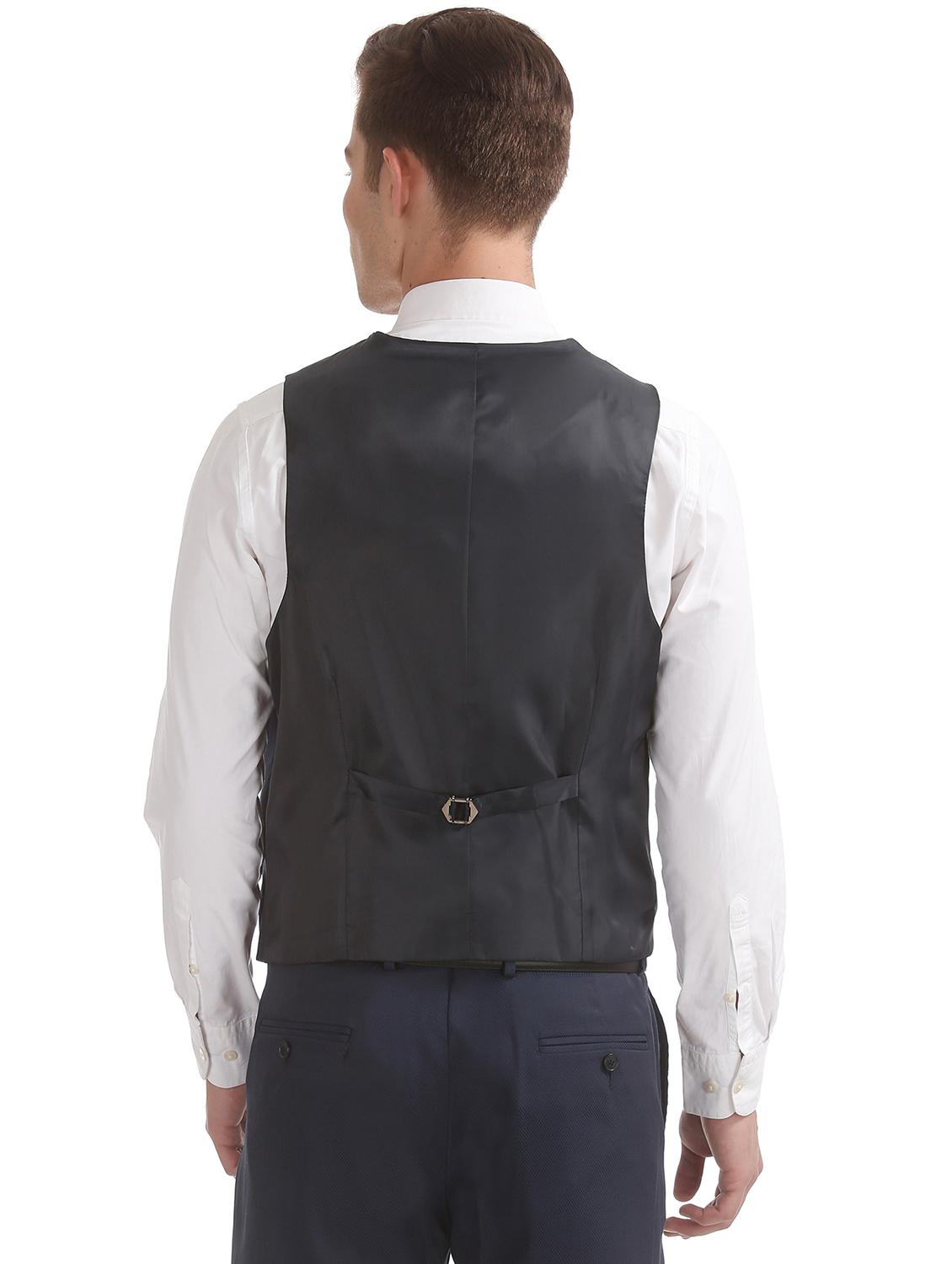 navy blue self design 3-piece suit - 18004144 - Zoom Image - 5