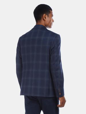 blue checkered single breasted casual blazer - 18004703 - Standard Image - 3