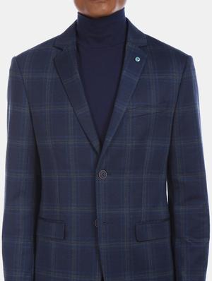 blue checkered single breasted casual blazer - 18004703 - Standard Image - 5