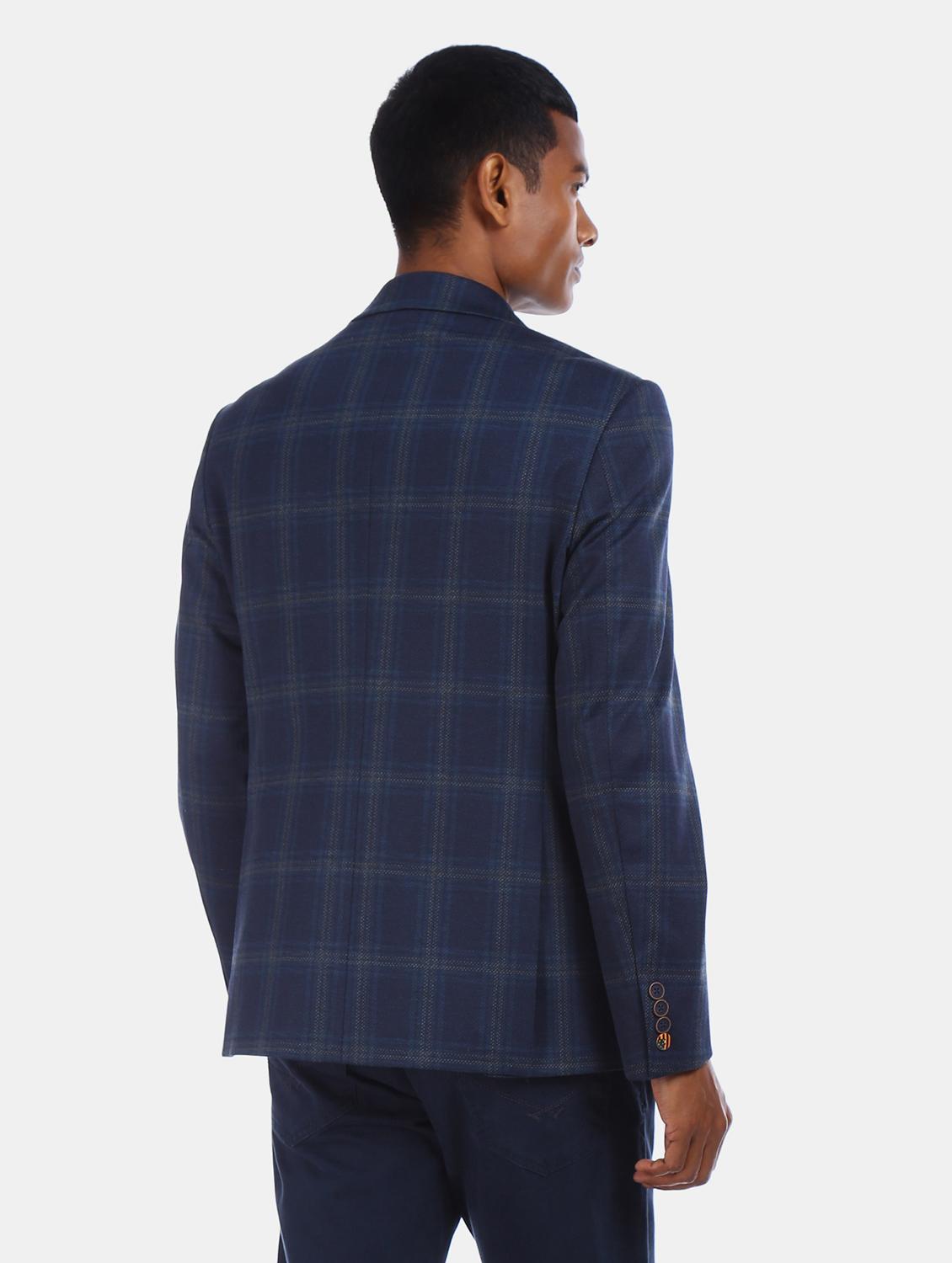 blue checkered single breasted casual blazer - 18004703 - Zoom Image - 3