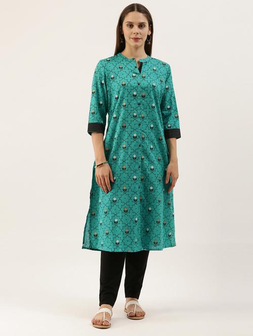 printed straight kurta - 18007052 - Standard Image - 1