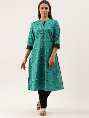 printed straight kurta - 18007052 - Standard Image - 2