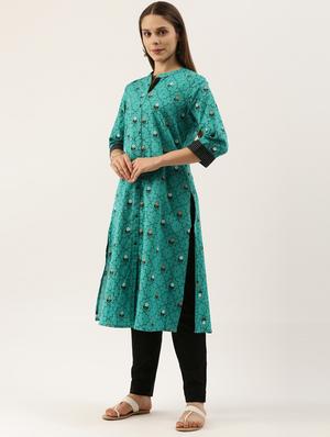 printed straight kurta - 18007052 - Standard Image - 3