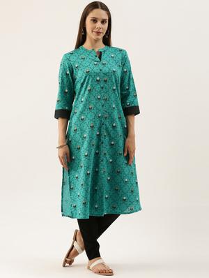 printed straight kurta - 18007052 - Standard Image - 4