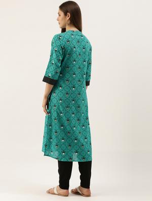 printed straight kurta - 18007052 - Standard Image - 5