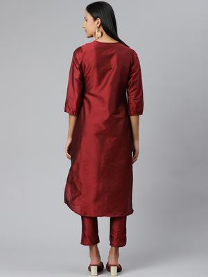 solid pintucks kurta pant set - 18007068 - Standard Image - 3