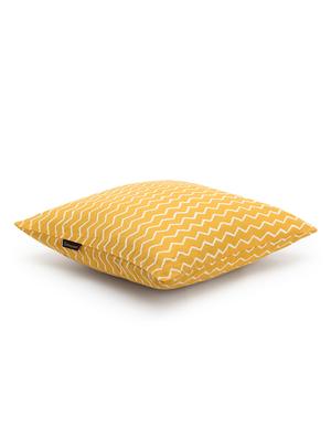 mezposh artsy yellow and white cotton block print zig-zag cushion cover (16x16 inch) set of 5 - 18007146 - Standard Image - 4