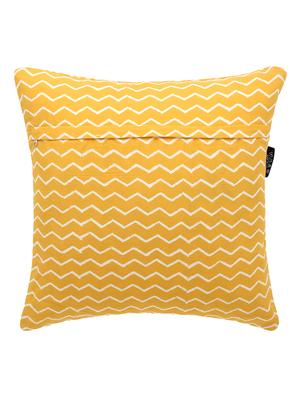 mezposh artsy yellow and white cotton block print zig-zag cushion cover (16x16 inch) set of 5 - 18007146 - Standard Image - 5
