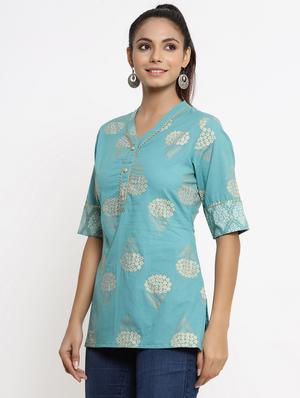 v-neck printed tunic - 18007238 - Standard Image - 2