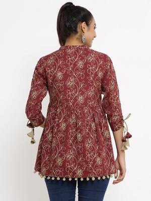 mandarin neck printed tunic - 18007240 - Standard Image - 3